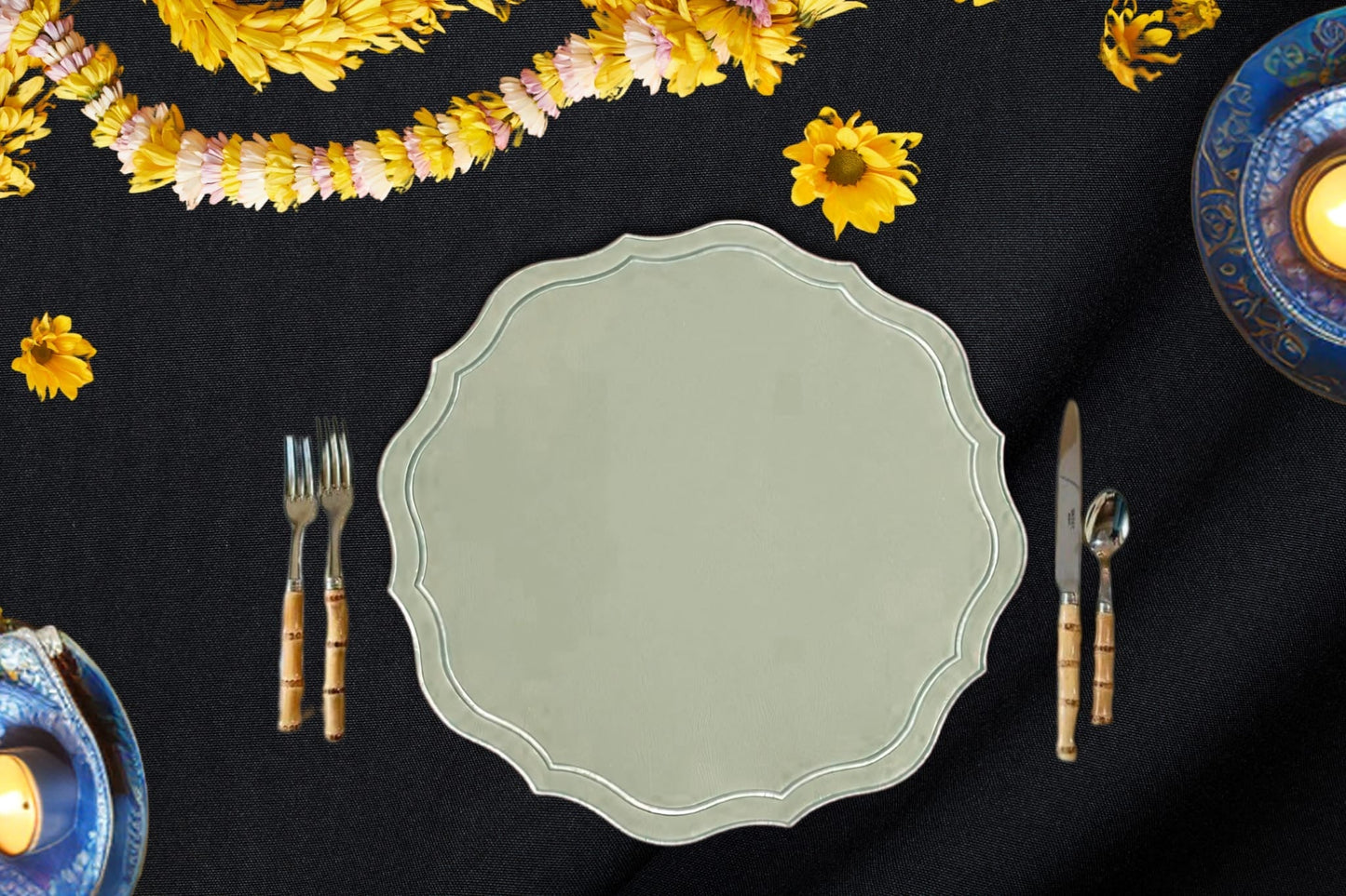 ORCHID LIGHT GREEN FAUX LEATHER PLACEMAT