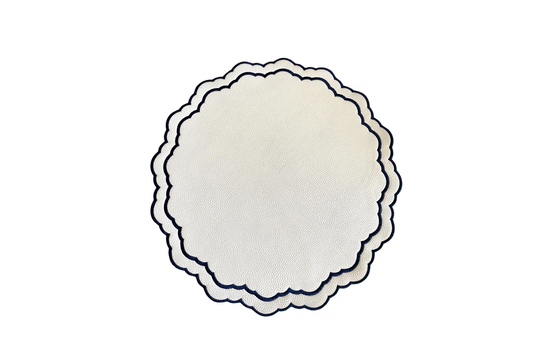 SCARLET WHITE NAVY BLUE FAUX LEATHER PLACEMAT