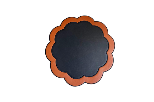 SERENITY BLACK ORANGE FAUX LEATHER PLACEMAT