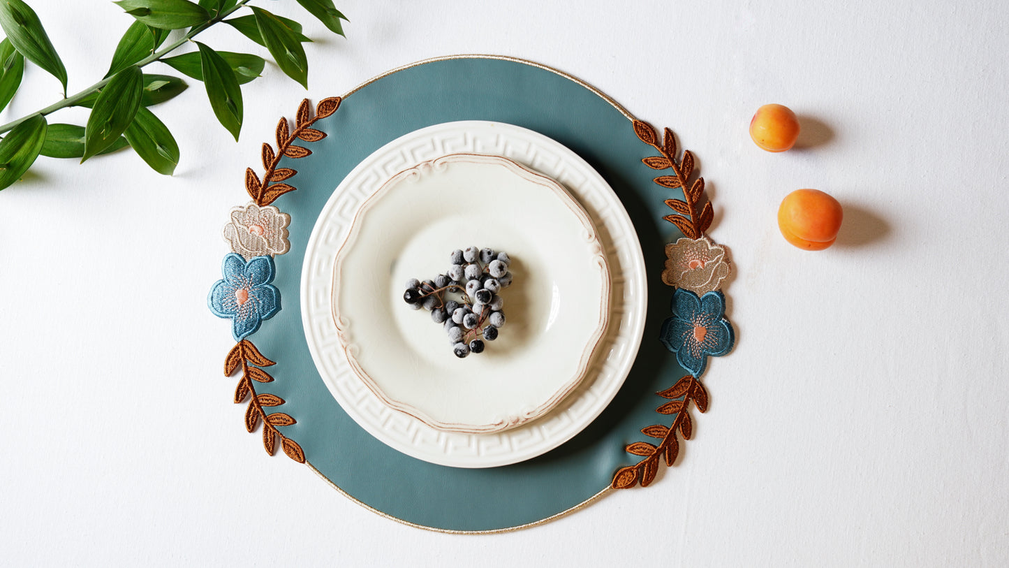 JASMINE BLUE FAUX LEATHER PLACEMAT