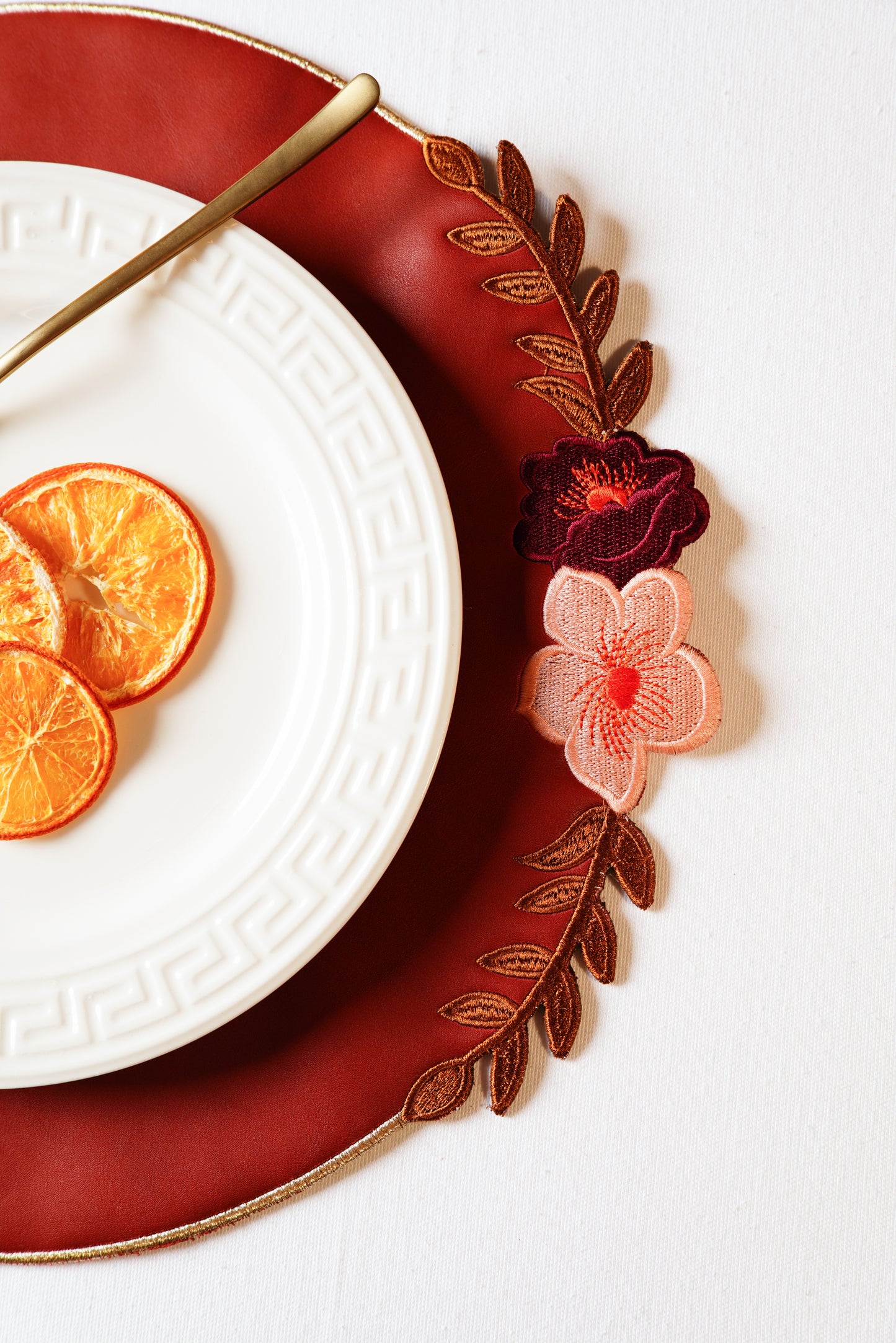 JASMINE DARK ORANGE FAUX LEATHER PLACEMAT