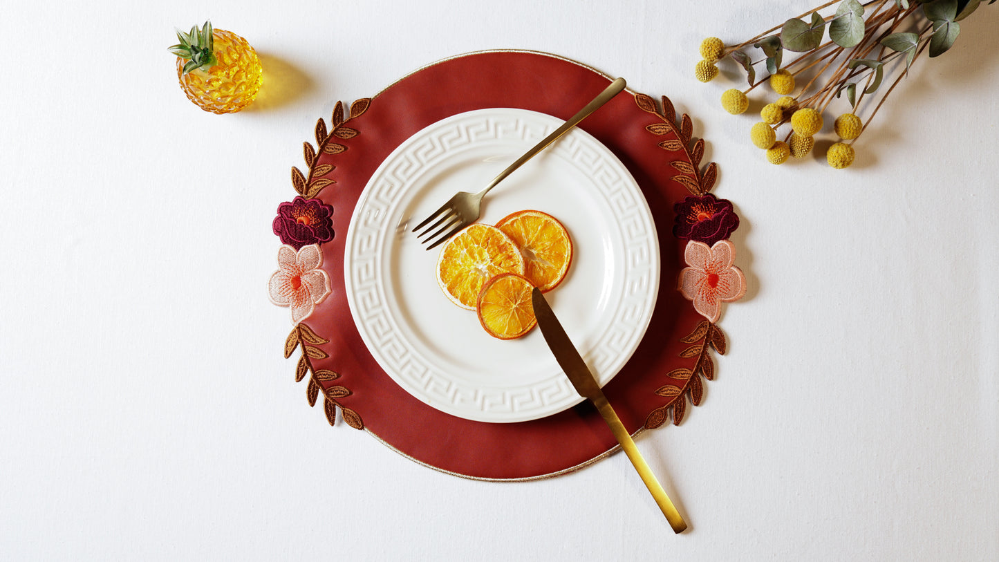 JASMINE DARK ORANGE FAUX LEATHER PLACEMAT