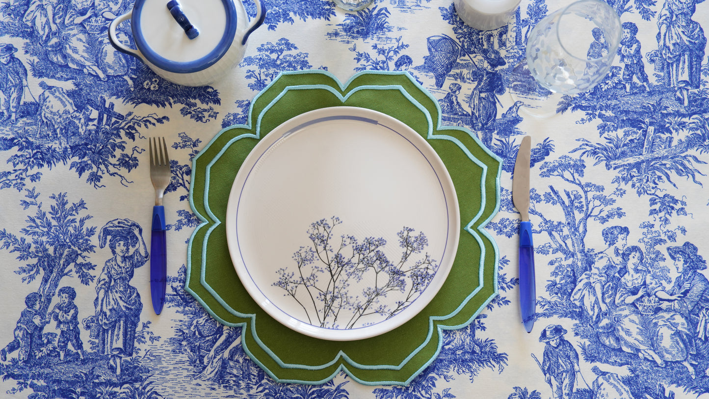 LUMERA GREEN BLUE TRIM FABRIC PLACEMAT