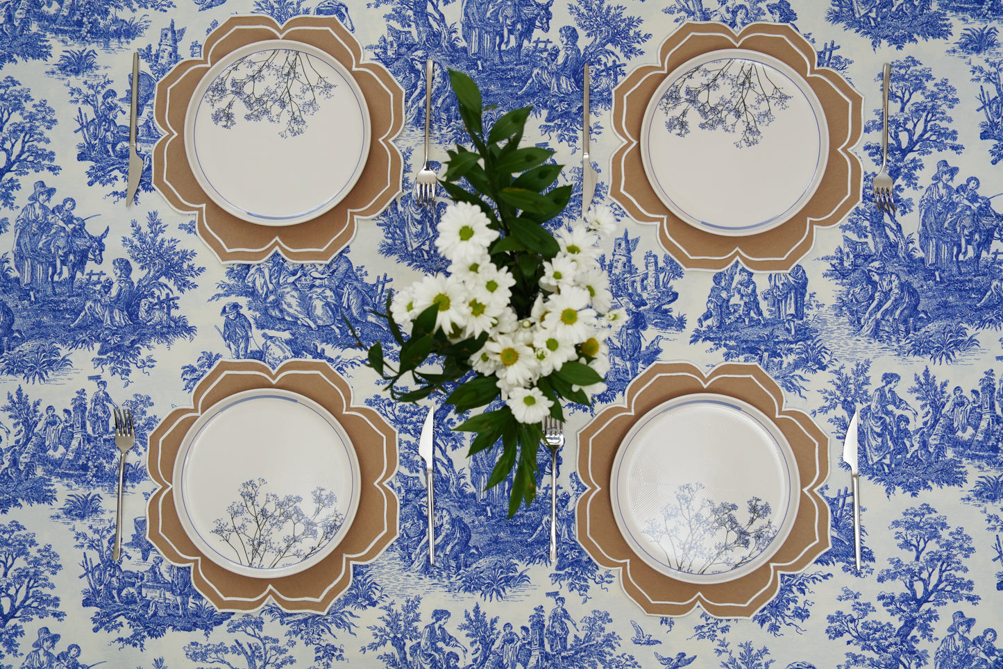 LUMERA BEIGE WHITE TRIM FABRIC PLACEMAT