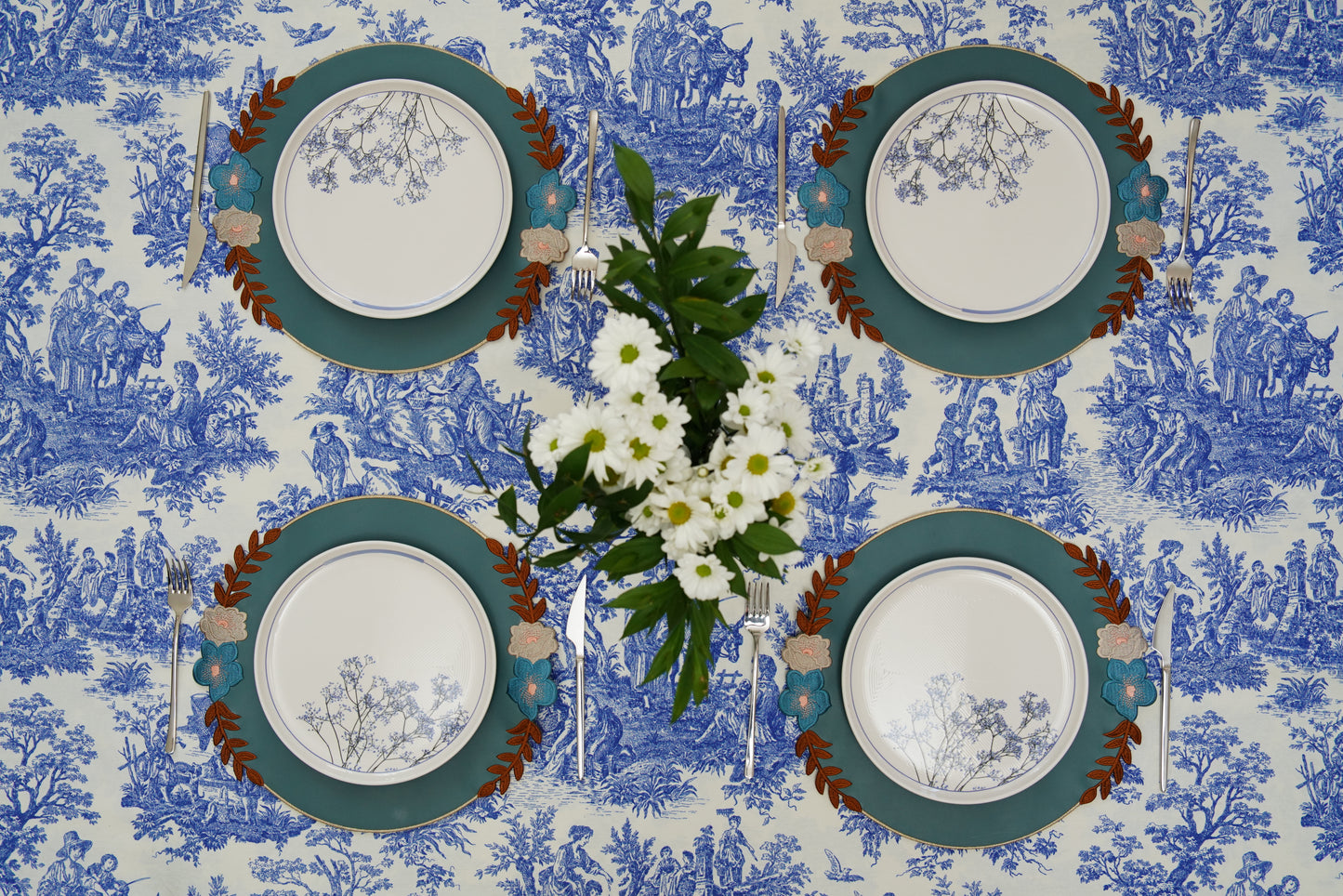 JASMINE BLUE FAUX LEATHER PLACEMAT