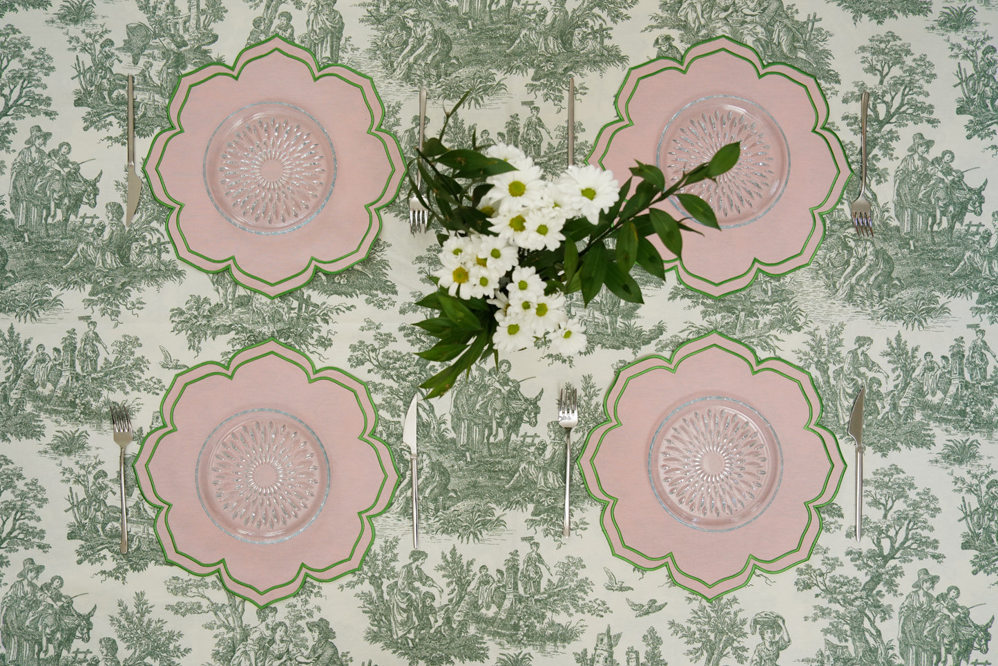 LUMERA PINK GREEN TRIM FABRIC PLACEMAT