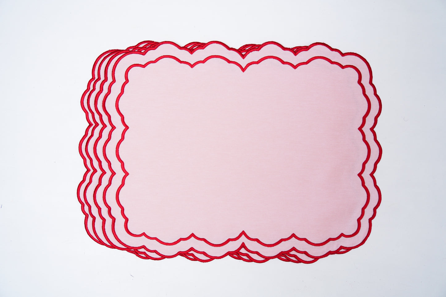 ELARA PINK FABRIC RED TRIM PLACEMAT