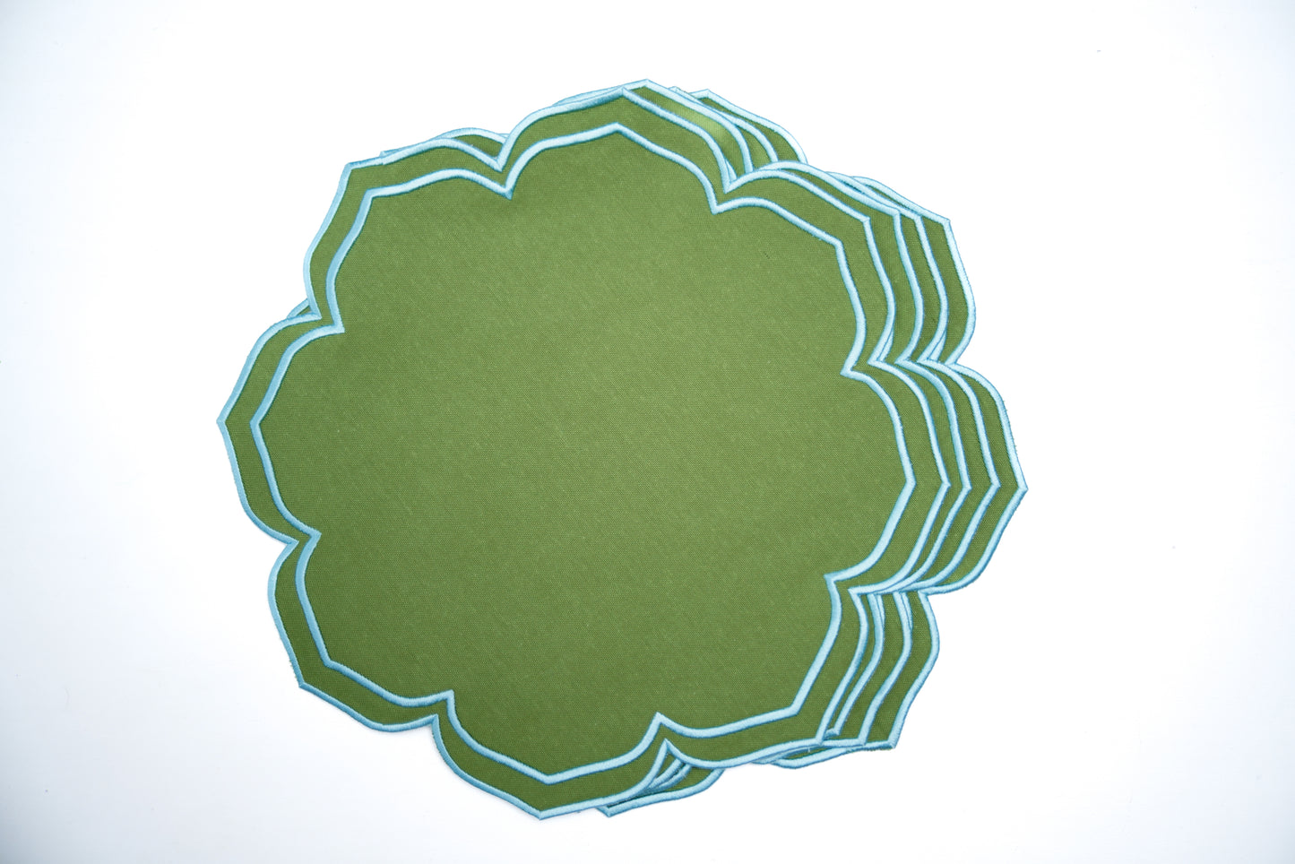 LUMERA GREEN BLUE TRIM FABRIC PLACEMAT