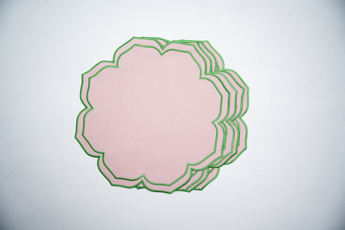 LUMERA PINK GREEN TRIM FABRIC PLACEMAT