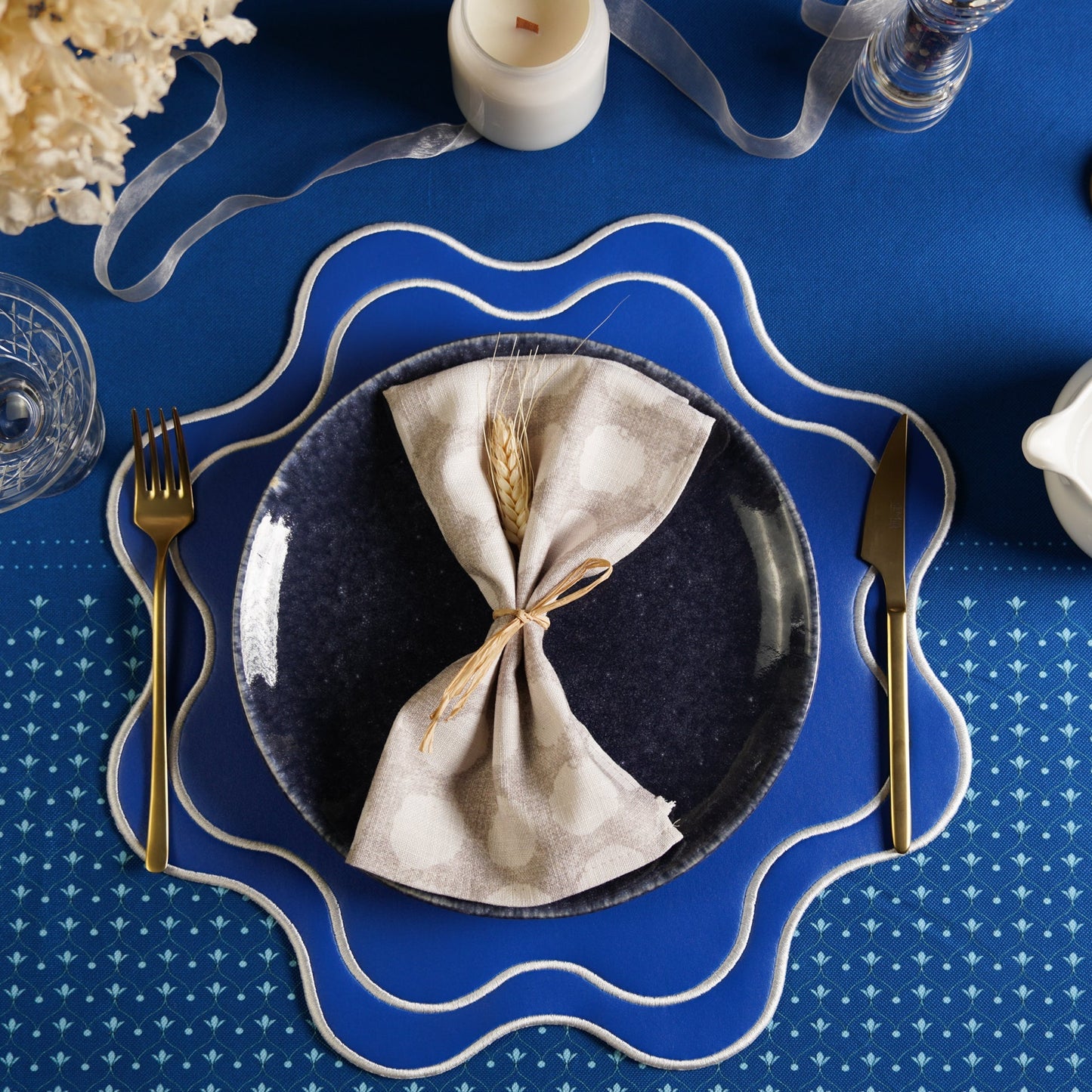 HAVEN BLUE FAUX LEATHER PLACEMAT