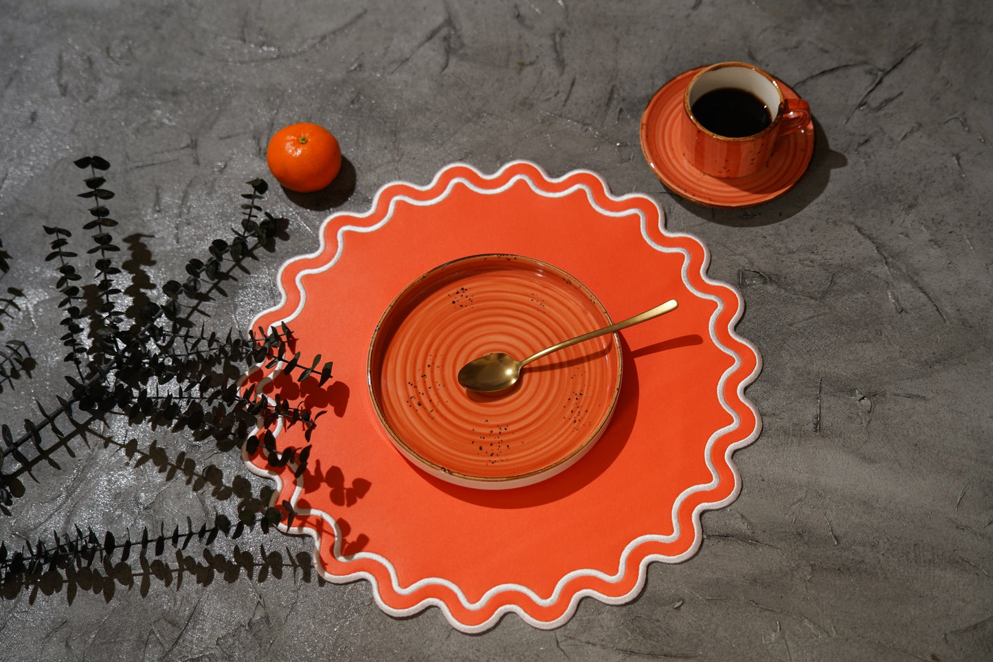 SOLACE ORANGE FAUX LEATHER PLACEMAT