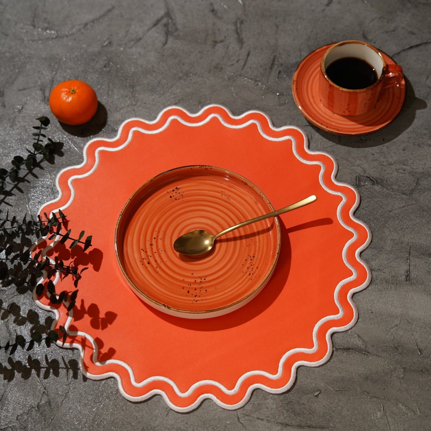 SOLACE ORANGE FAUX LEATHER PLACEMAT