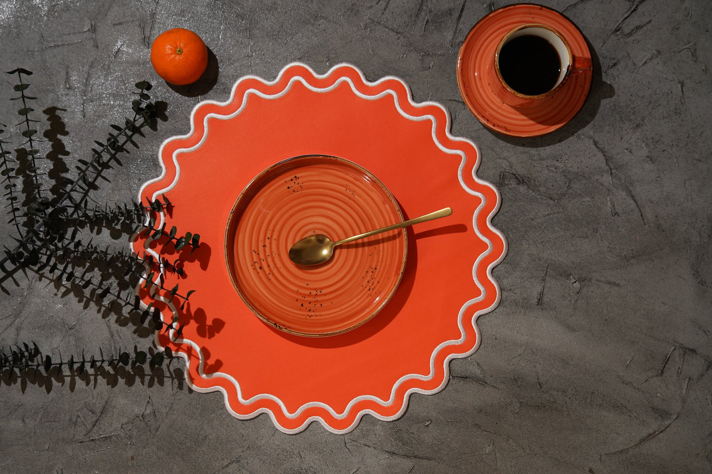 SOLACE ORANGE FAUX LEATHER PLACEMAT