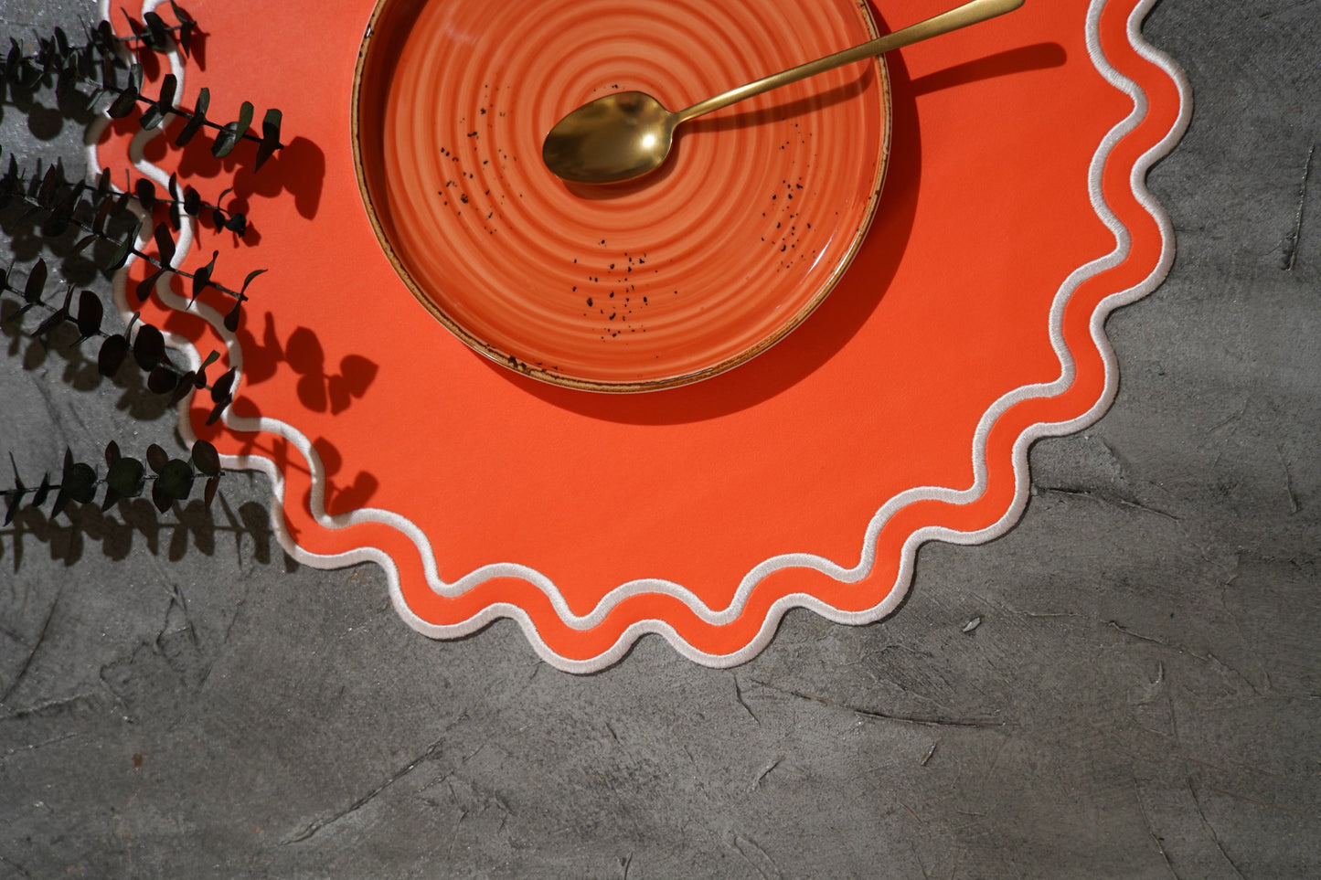 SOLACE ORANGE FAUX LEATHER PLACEMAT