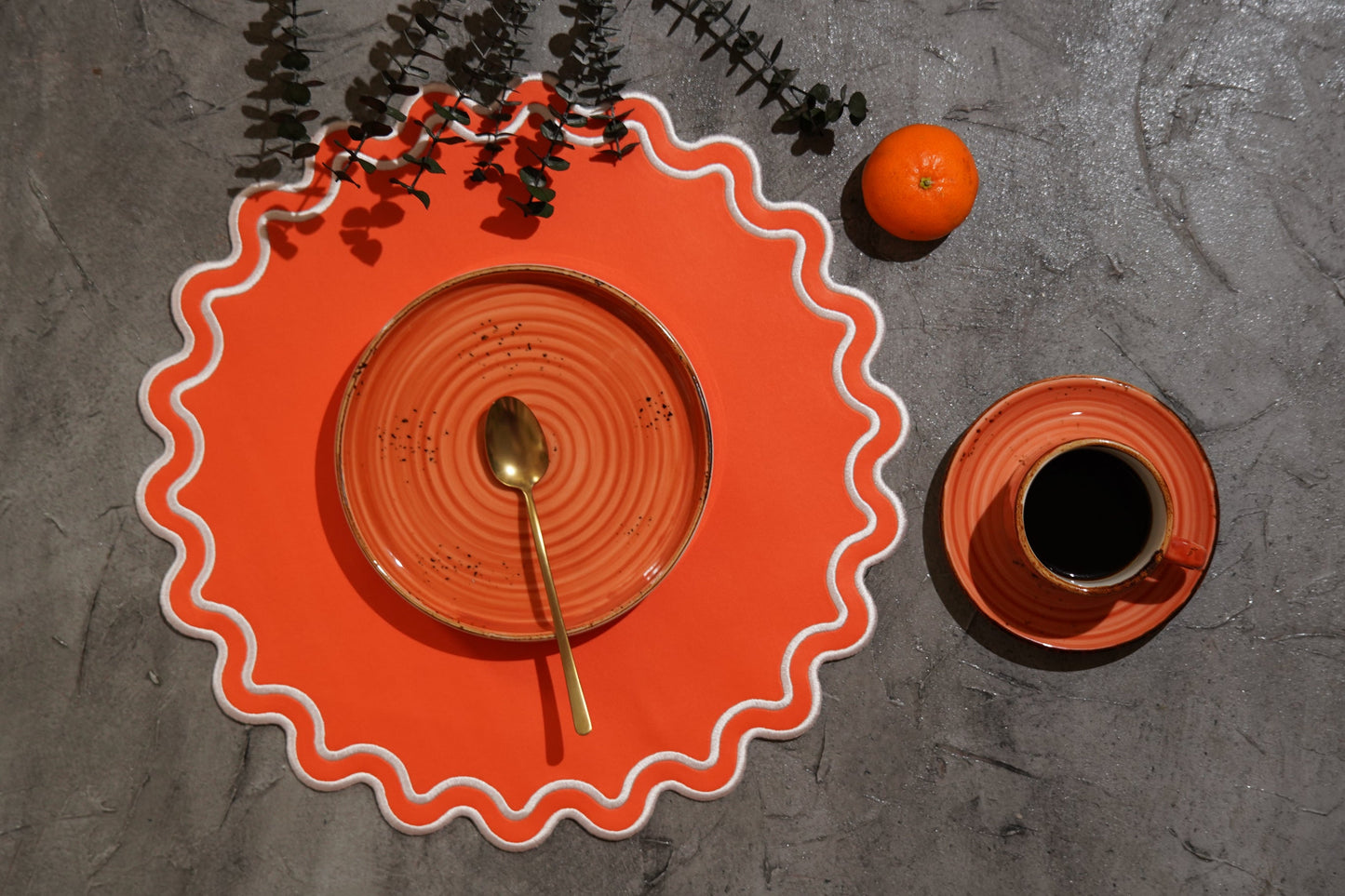 SOLACE ORANGE FAUX LEATHER PLACEMAT