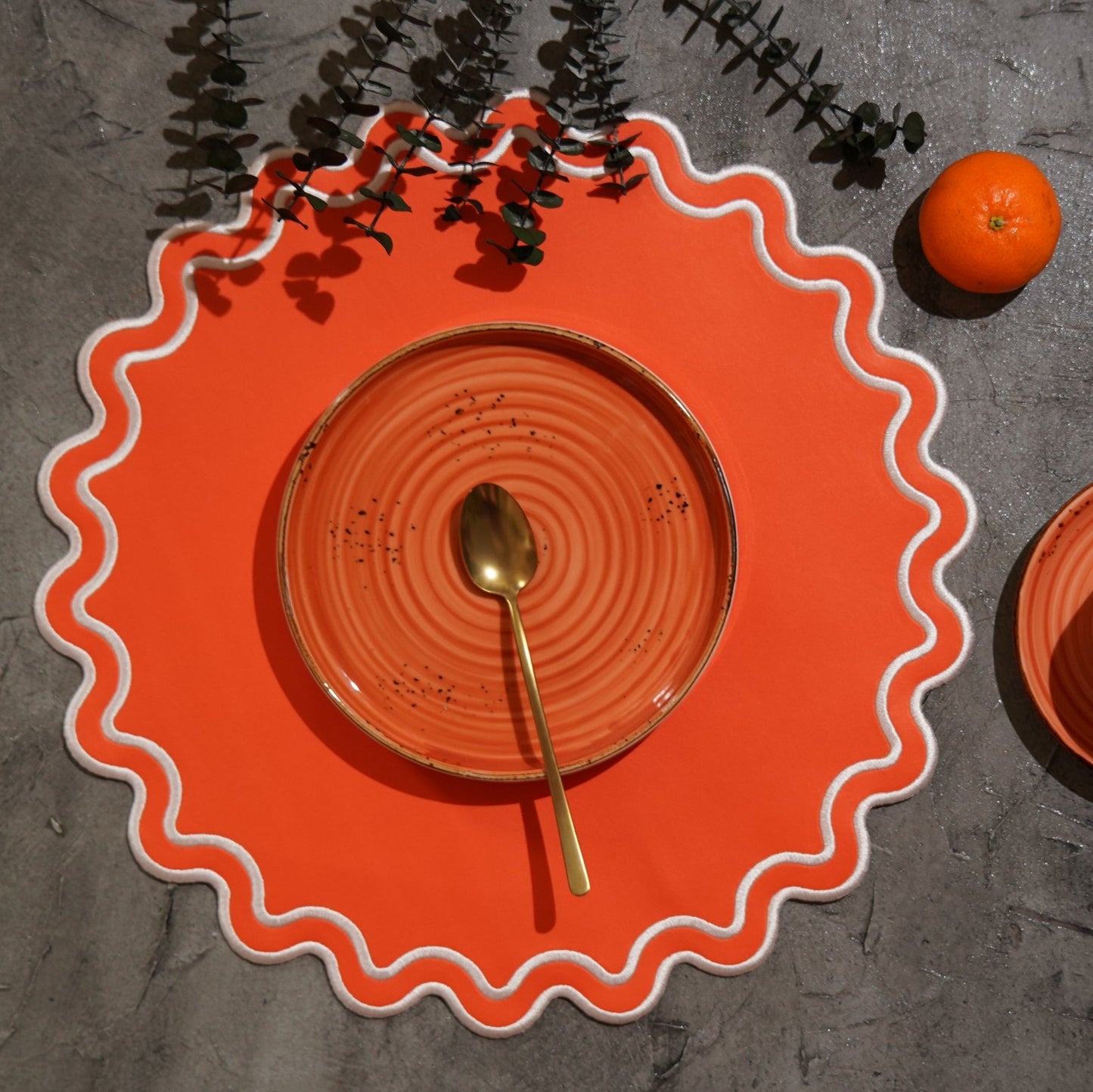 SOLACE ORANGE FAUX LEATHER PLACEMAT