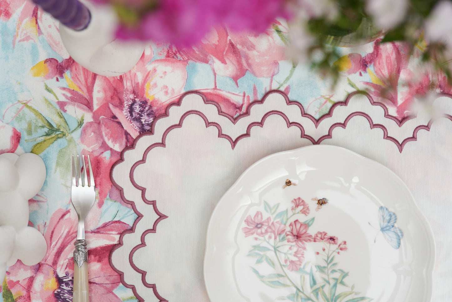 IVY PINK TRIM FABRIC PLACEMAT