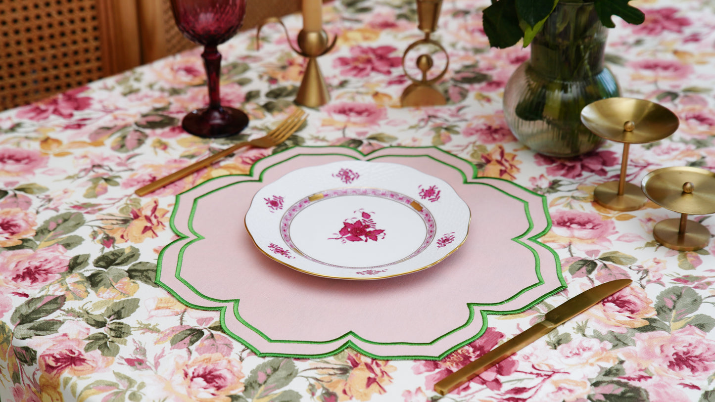 LUMERA PINK GREEN TRIM FABRIC PLACEMAT