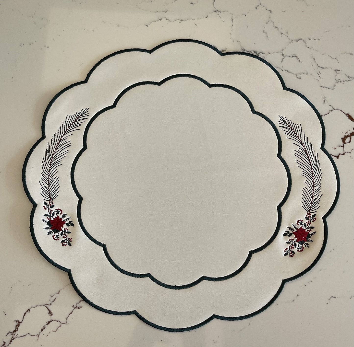 ZENITH WHITE POINSETTIA FAUX LEATHER PLACEMAT