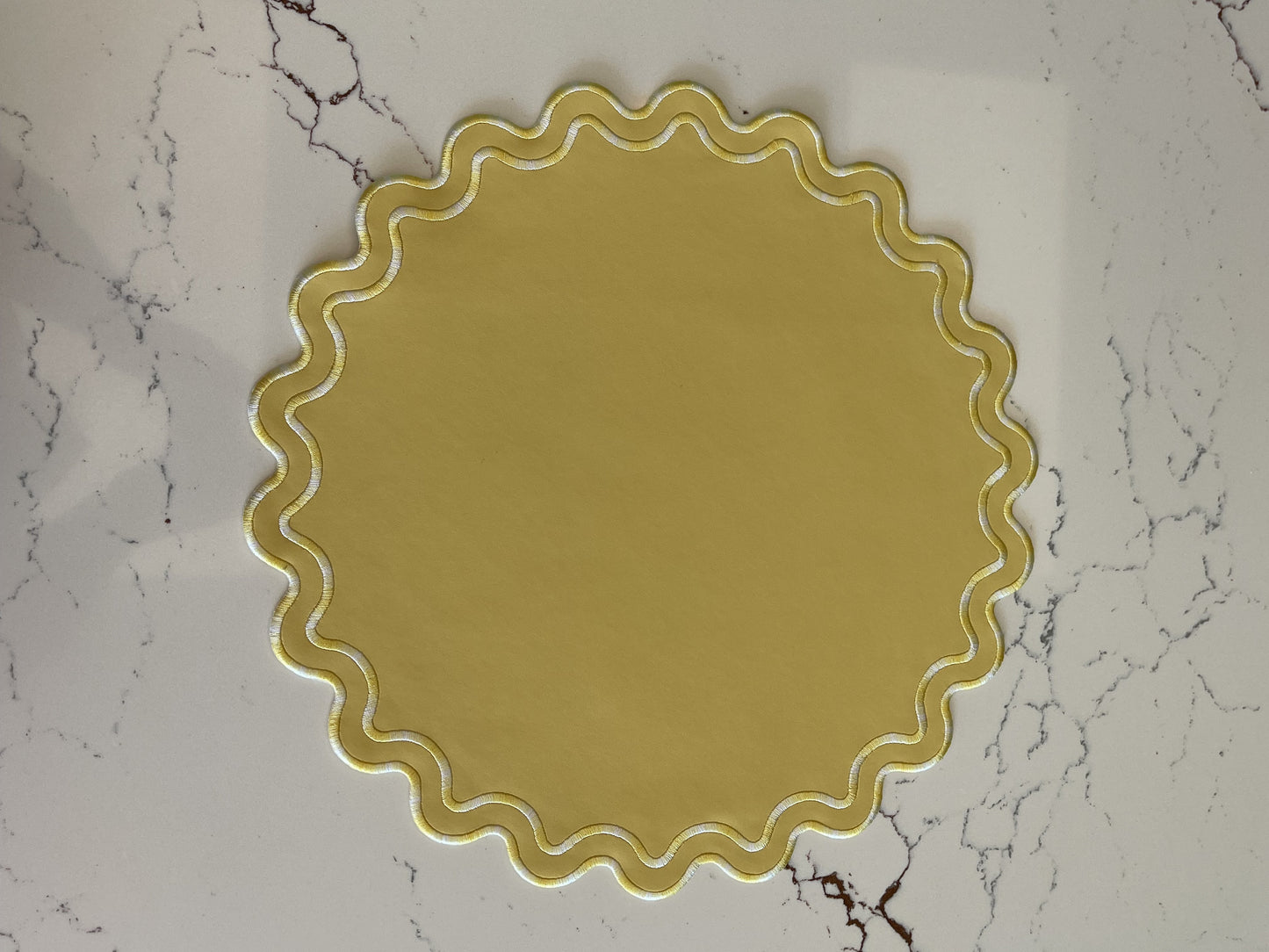 ELYSIAN YELLOW WHITE FAUX LEATHER PLACEMAT