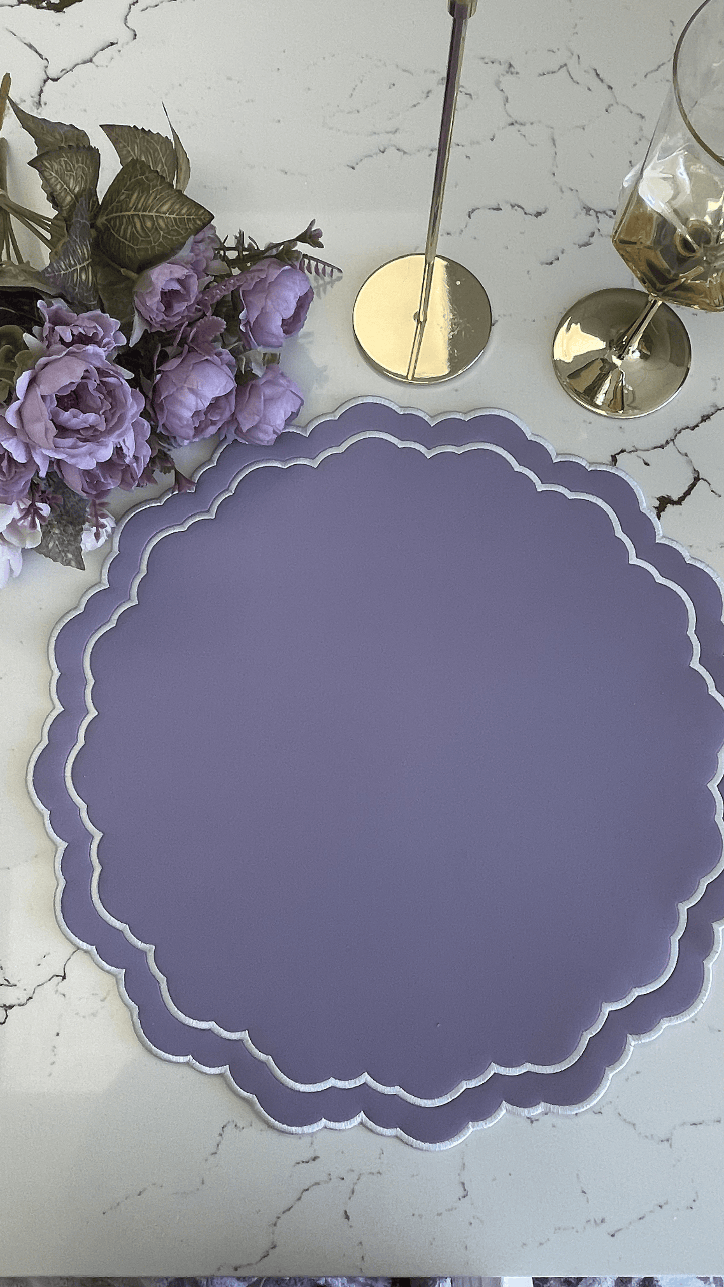 SCARLET PURPLE WHITE FAUX LEATHER PLACEMAT