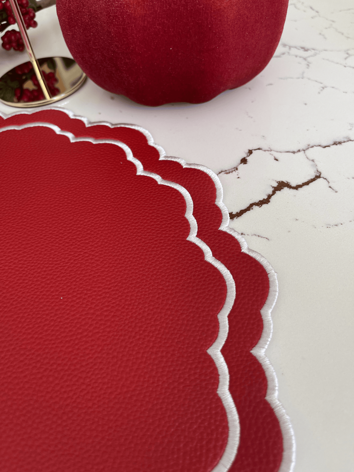 SCARLET RED FAUX LEATHER PLACEMAT