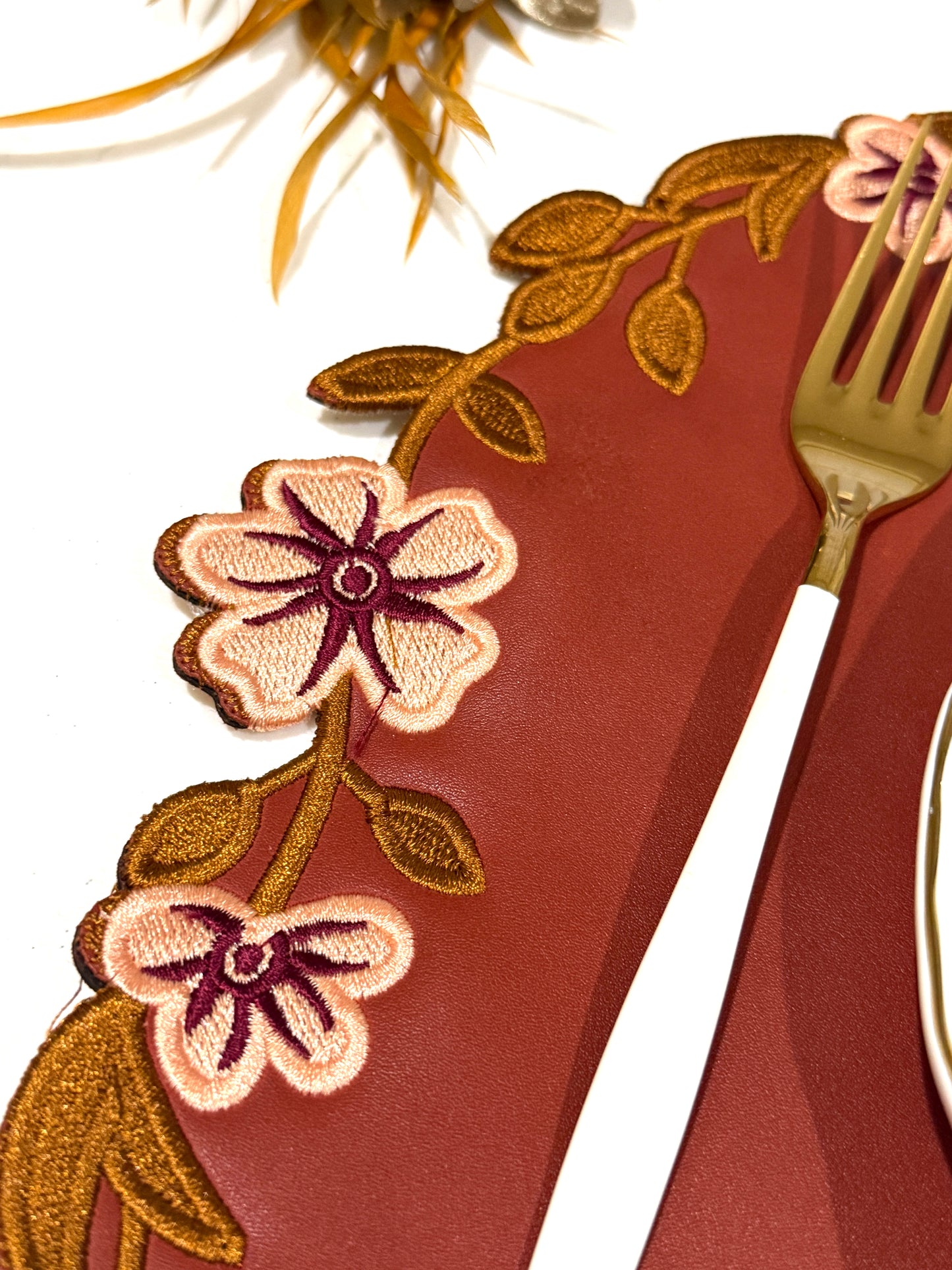 UNITY DARK ORANGE FAUX LEATHER PLACEMAT