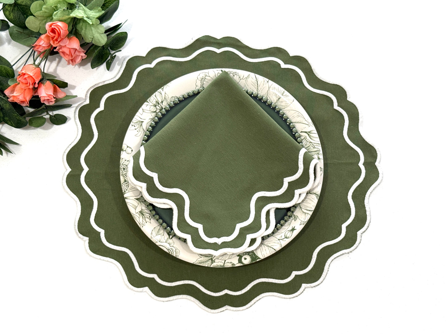 BREEZE DARK GREEN FABRIC PLACEMAT