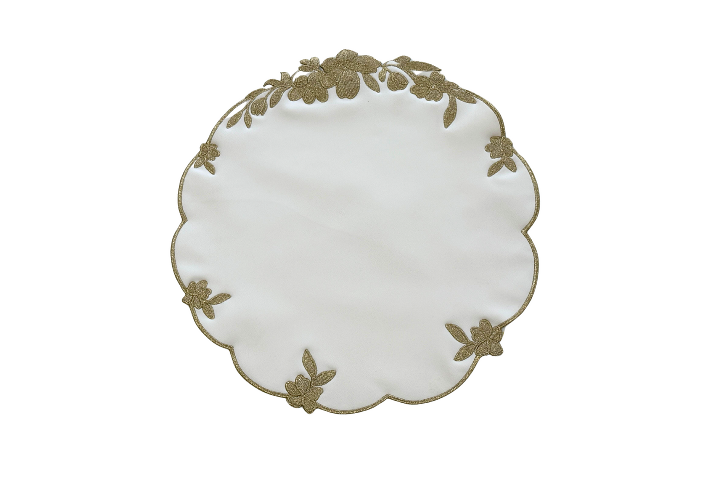 LOTUS WHITE GOLD FAUX LEATHER PLACEMATS