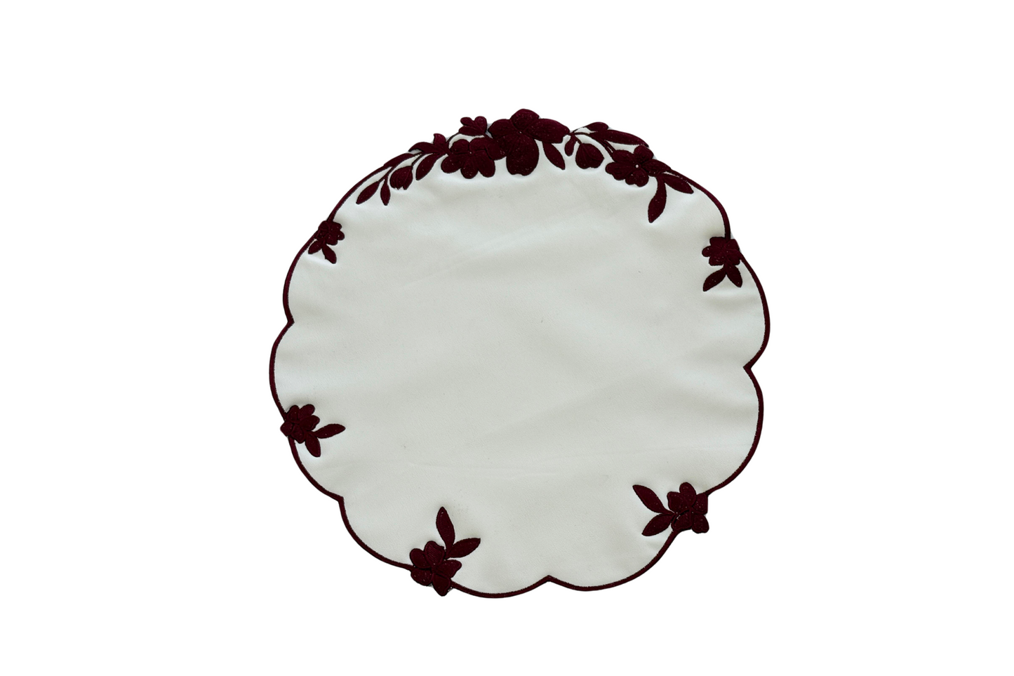 LOTUS WHITE BURGUNDRY FAUX LEATHER PLACEMATS