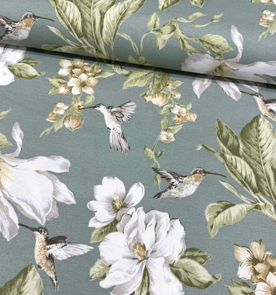 MISTY HUMMINGBIRD FLORAL RECTANGLE TABLECLOTH