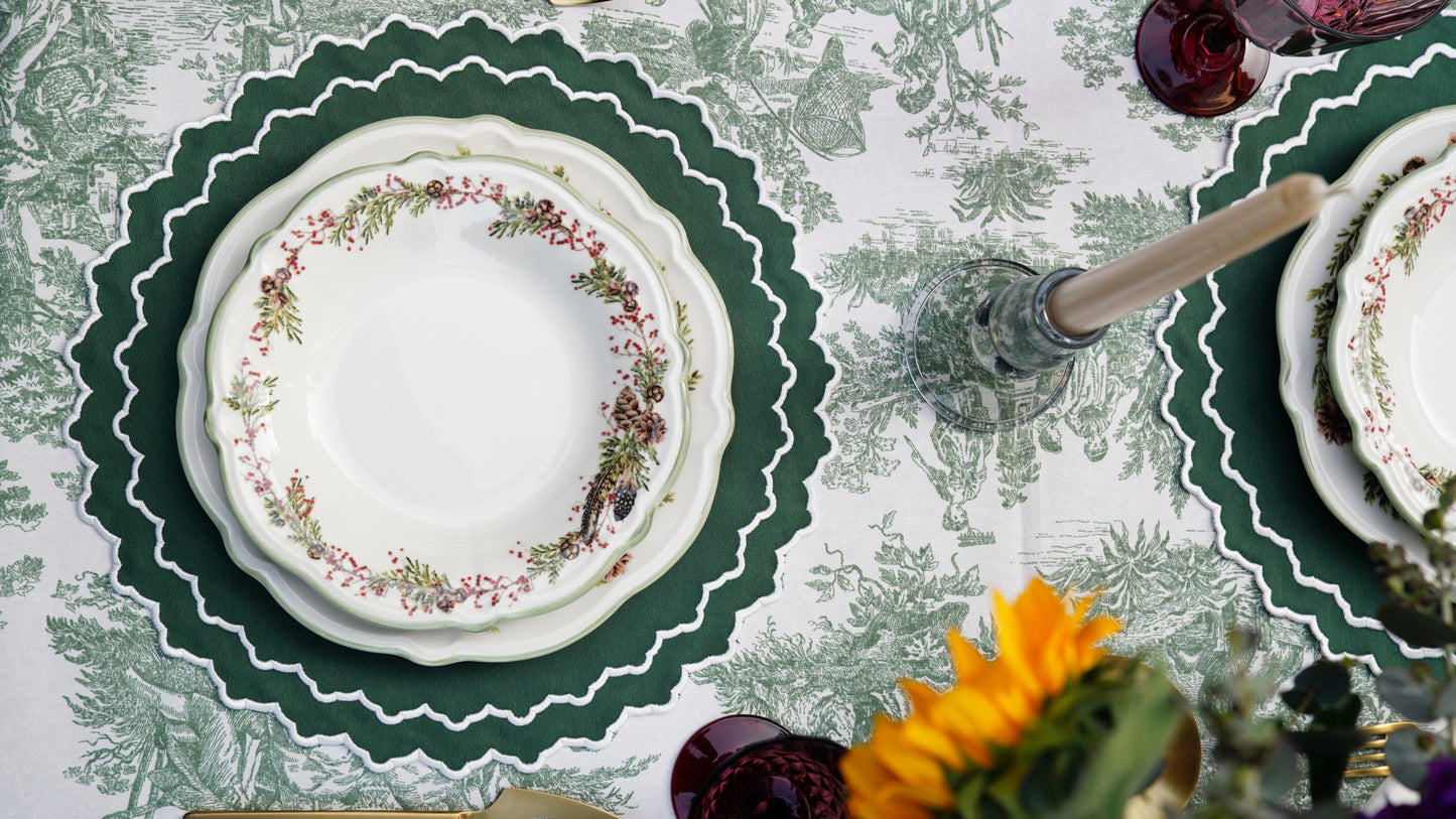 HAZEL GREEN WHITE FABRIC PLACEMAT