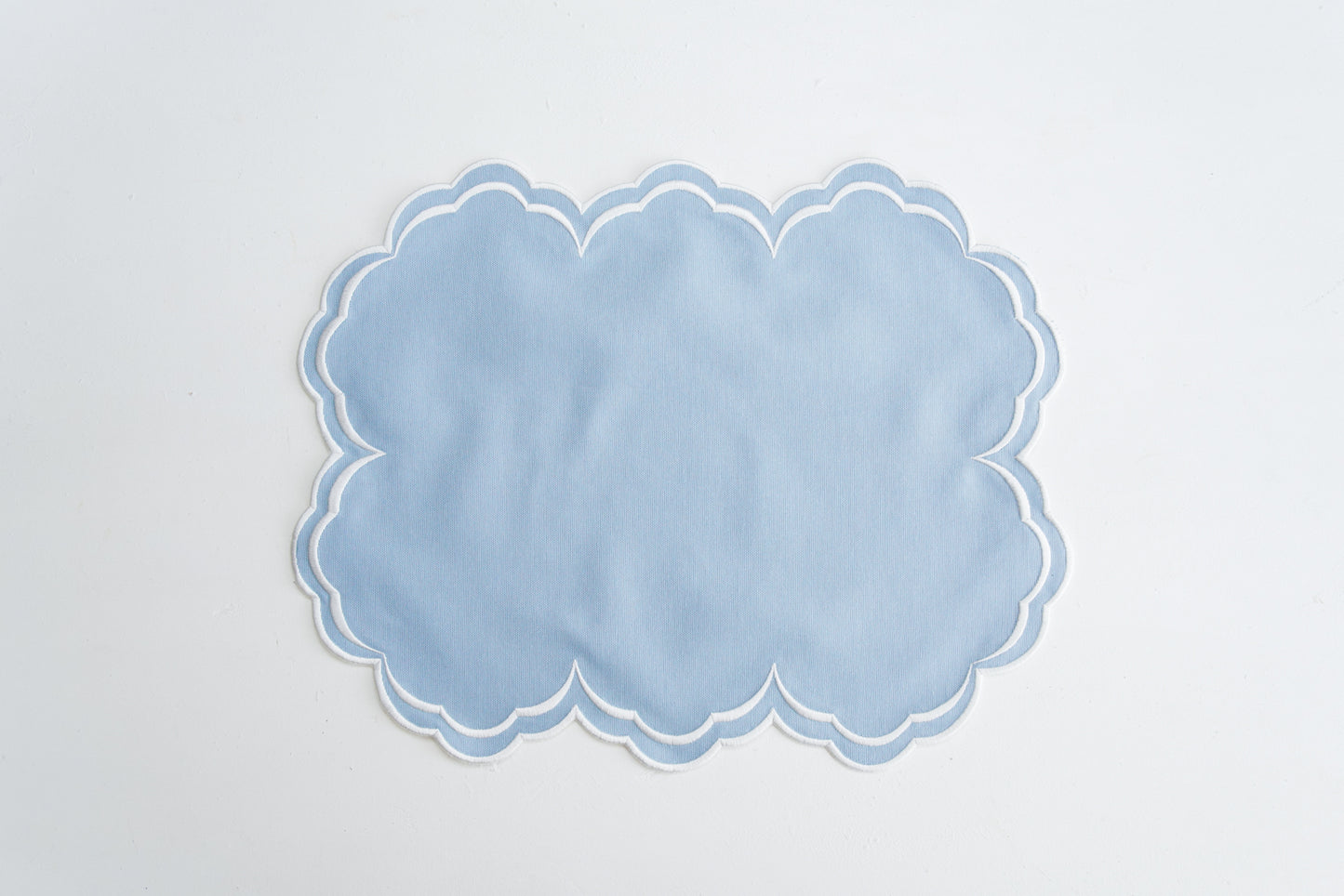 AQUELLE BABY BLUE WHITE TRIM FABRIC PLACEMAT