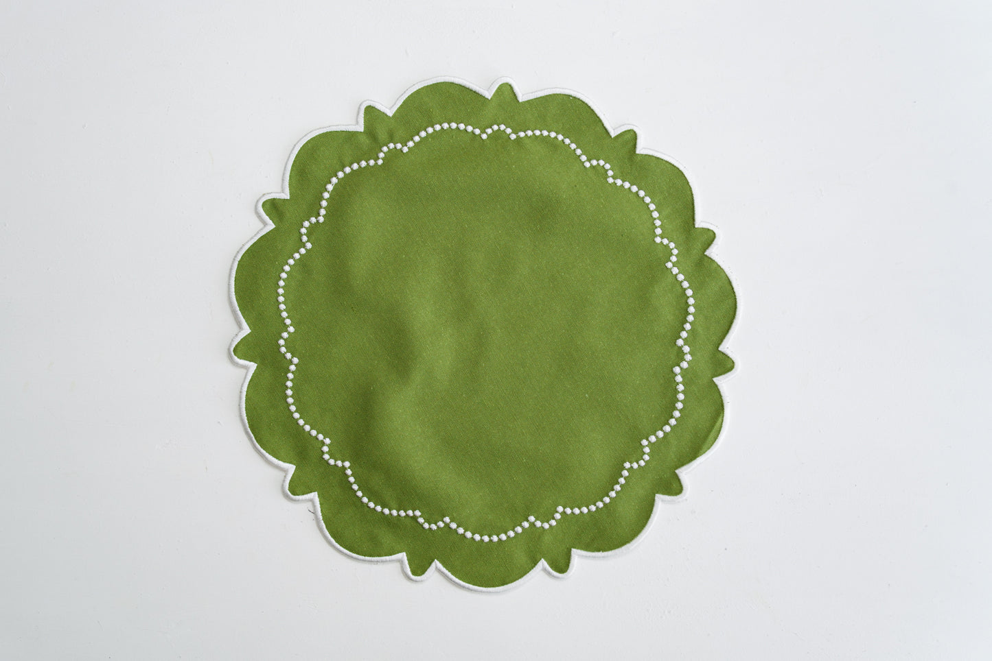 HARMONY GREEN WHITE FABRIC PLACEMAT NAPKIN SET