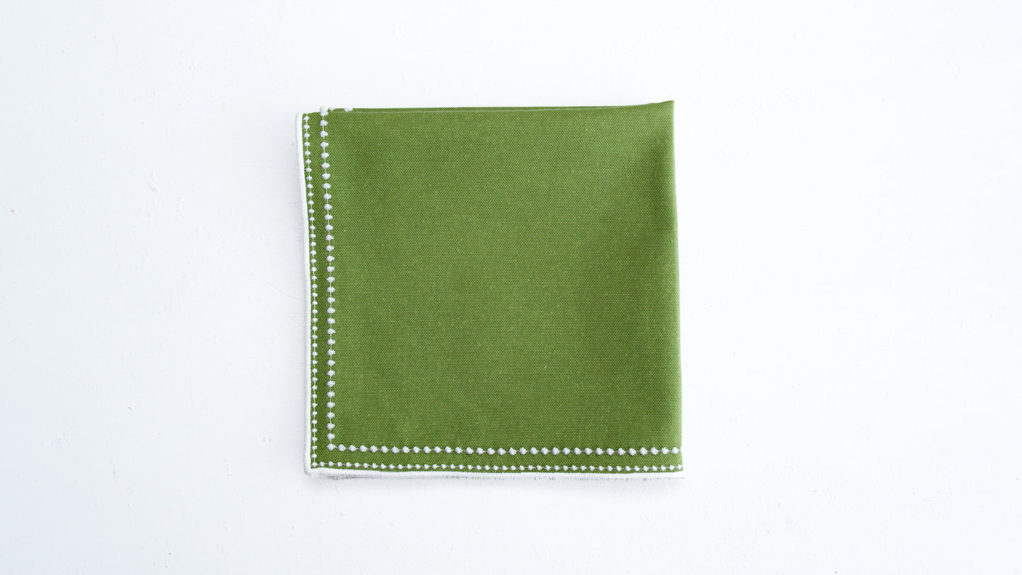 HARMONY GREEN WHITE FABRIC PLACEMAT NAPKIN SET