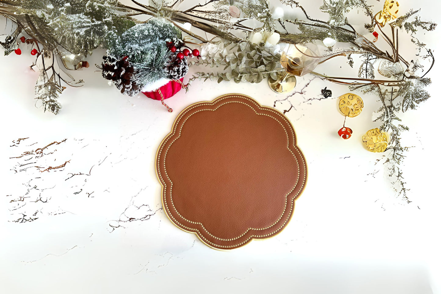 NURTURE BROWN GOLD FAUX LEATHER PLACEMAT