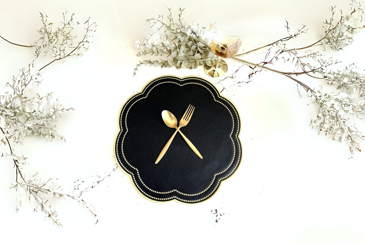 NURTURE BLACK GOLD FAUX LEATHER PLACEMAT