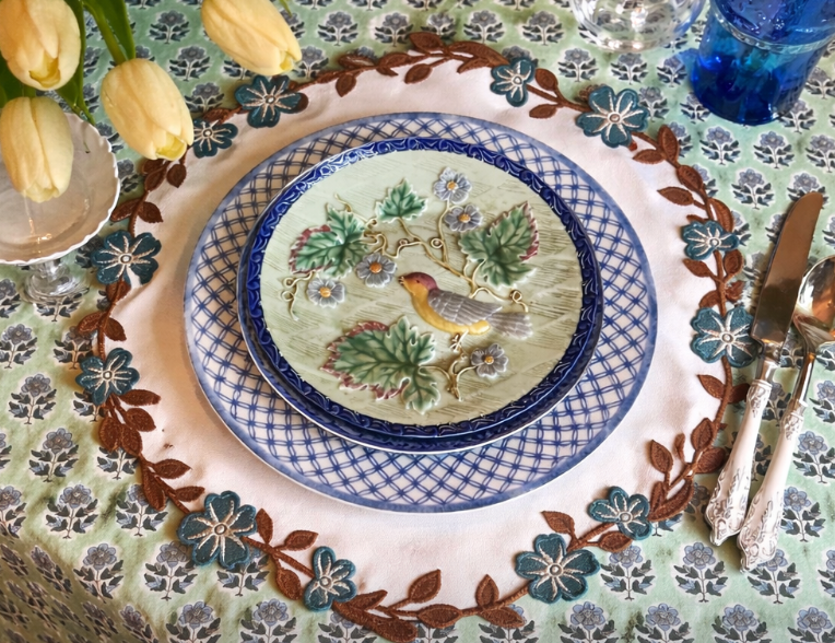 UNITY WHITE BLUE BROWN FAUX LEATHER PLACEMAT