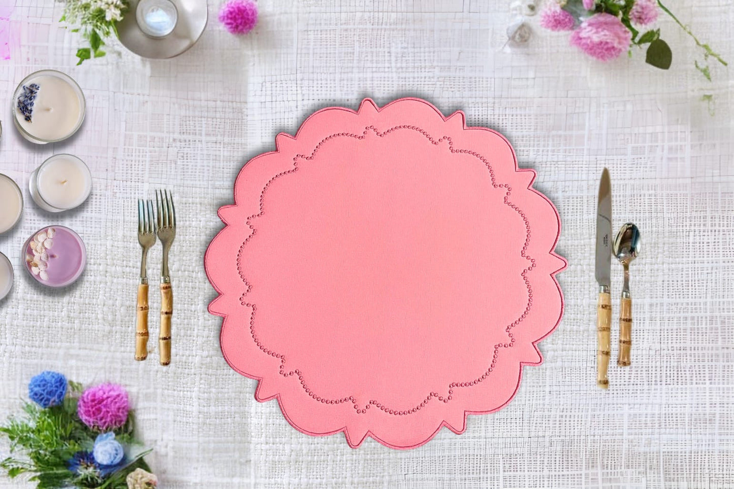 SOLSTICE PINK DARK PINK FAUX LEATHER PLACEMAT