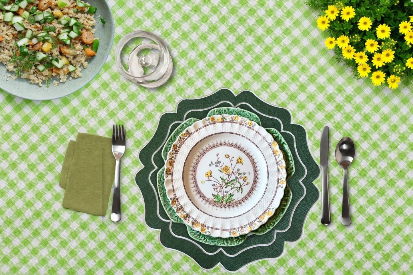 VISTA GREEN FAUX LEATHER PLACEMAT
