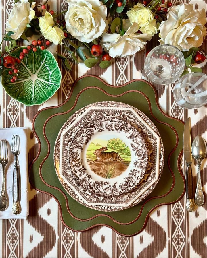 HAVEN DARK GREEN BROWN FAUX LEATHER PLACEMAT