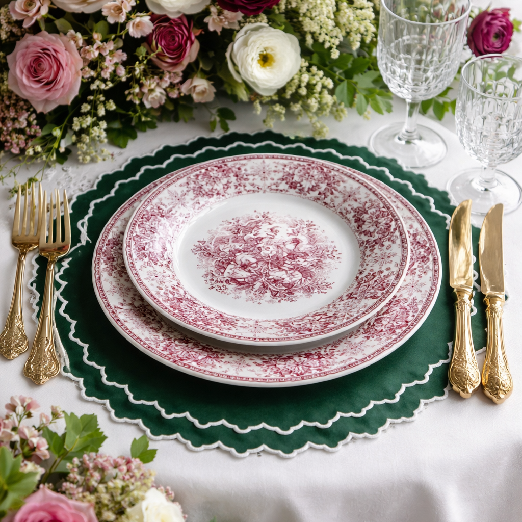 HAZEL GREEN WHITE FABRIC PLACEMAT (SET OF 4)