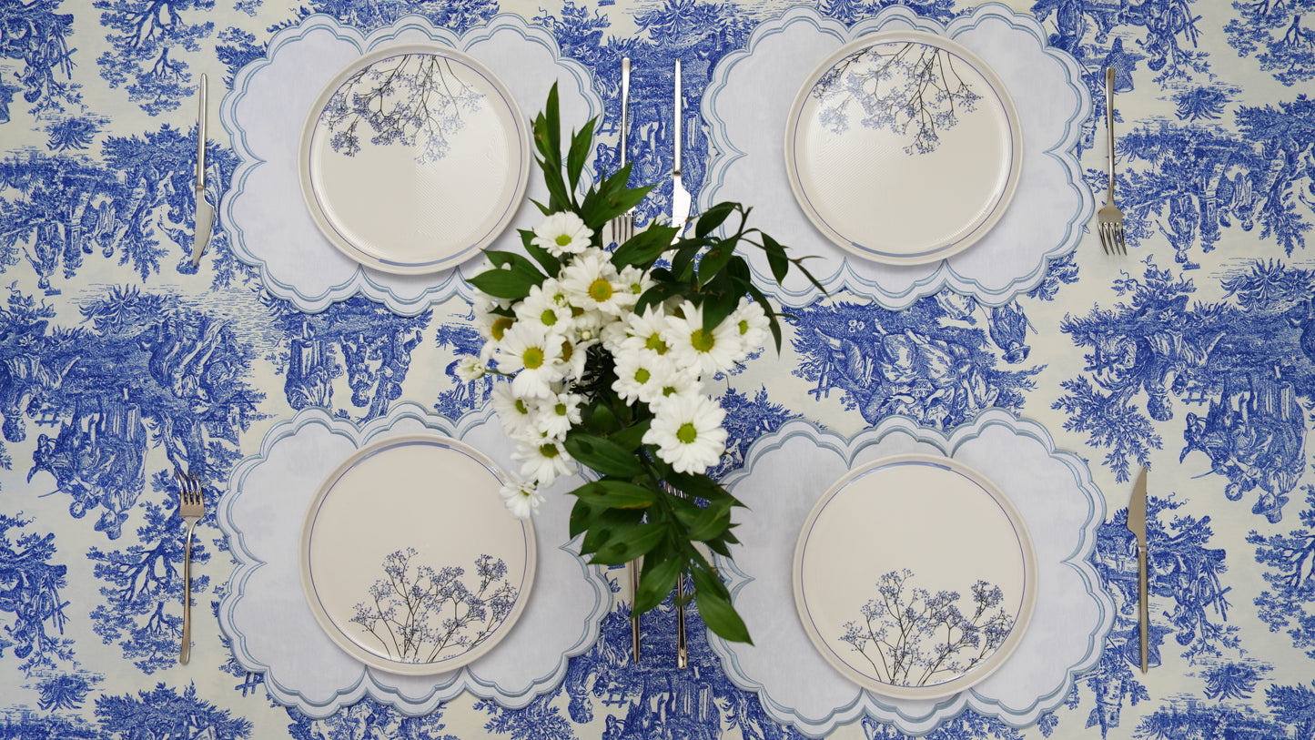 AQUELLE BABY BLUE WHITE TRIM FABRIC PLACEMAT