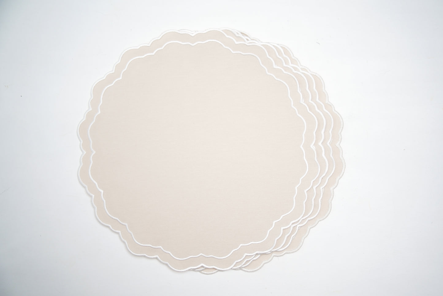 GRATITUDE BEIGE FABRIC WHITE TRIM PLACEMAT