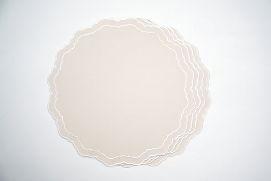 GRATITUDE BEIGE FABRIC WHITE TRIM PLACEMAT