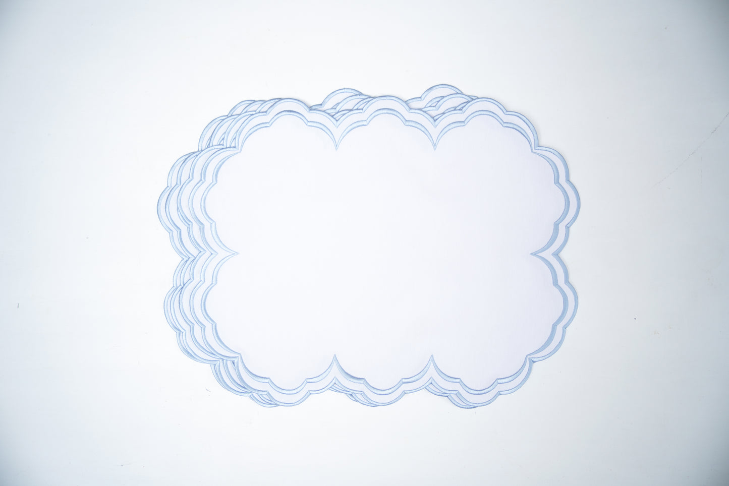 AQUELLE BABY BLUE WHITE TRIM FABRIC PLACEMAT