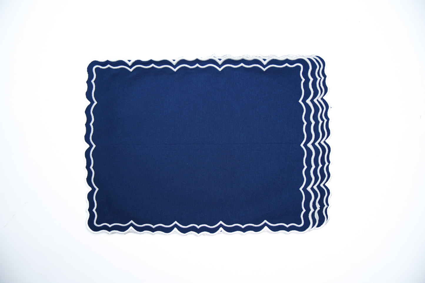 SENVIA RECTANGLE DARK BLUE FABRIC WHITE TRIM PLACEMAT