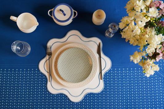 HAVEN WHITE BLUE FAUX LEATHER PLACEMAT