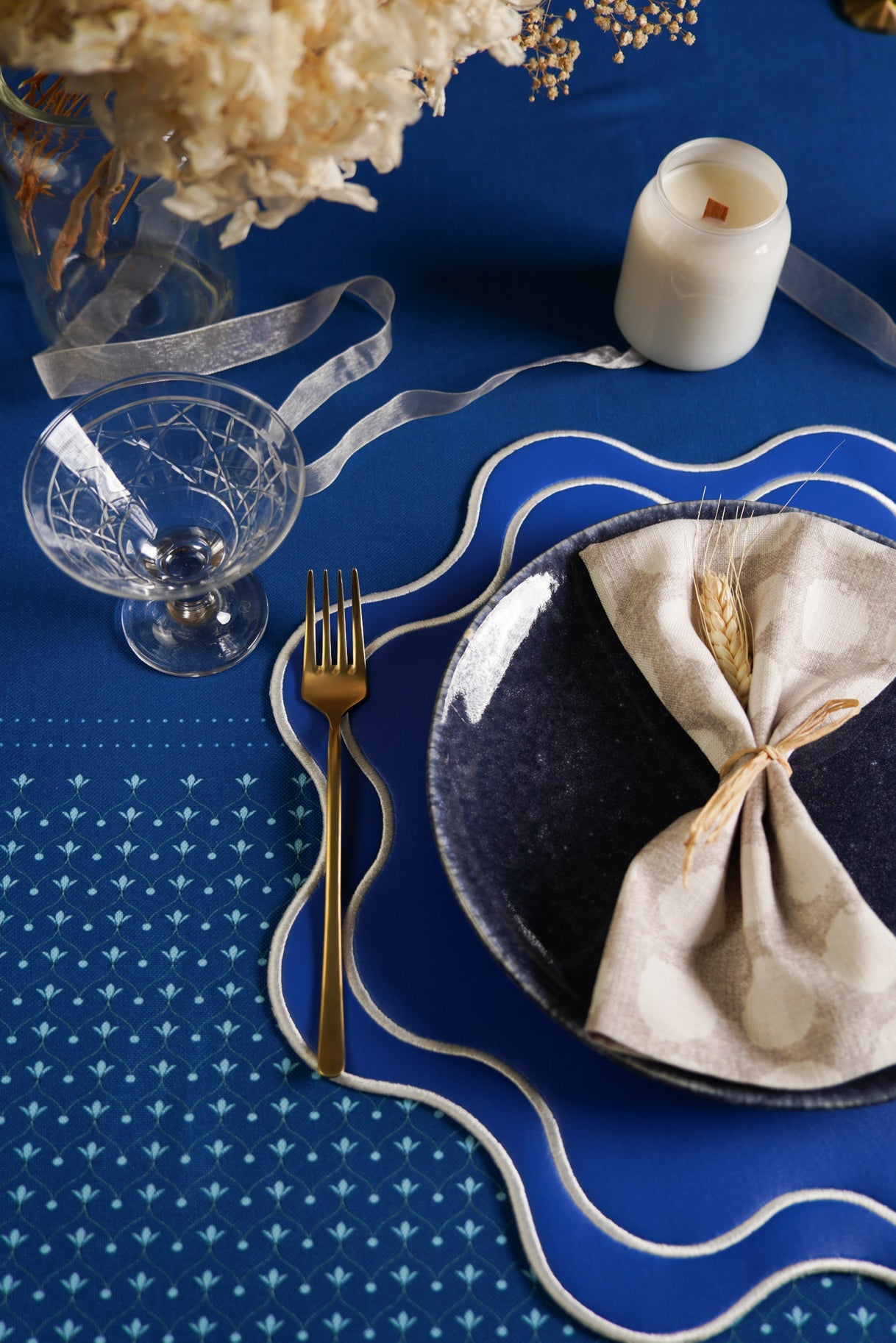 HAVEN BLUE FAUX LEATHER PLACEMAT