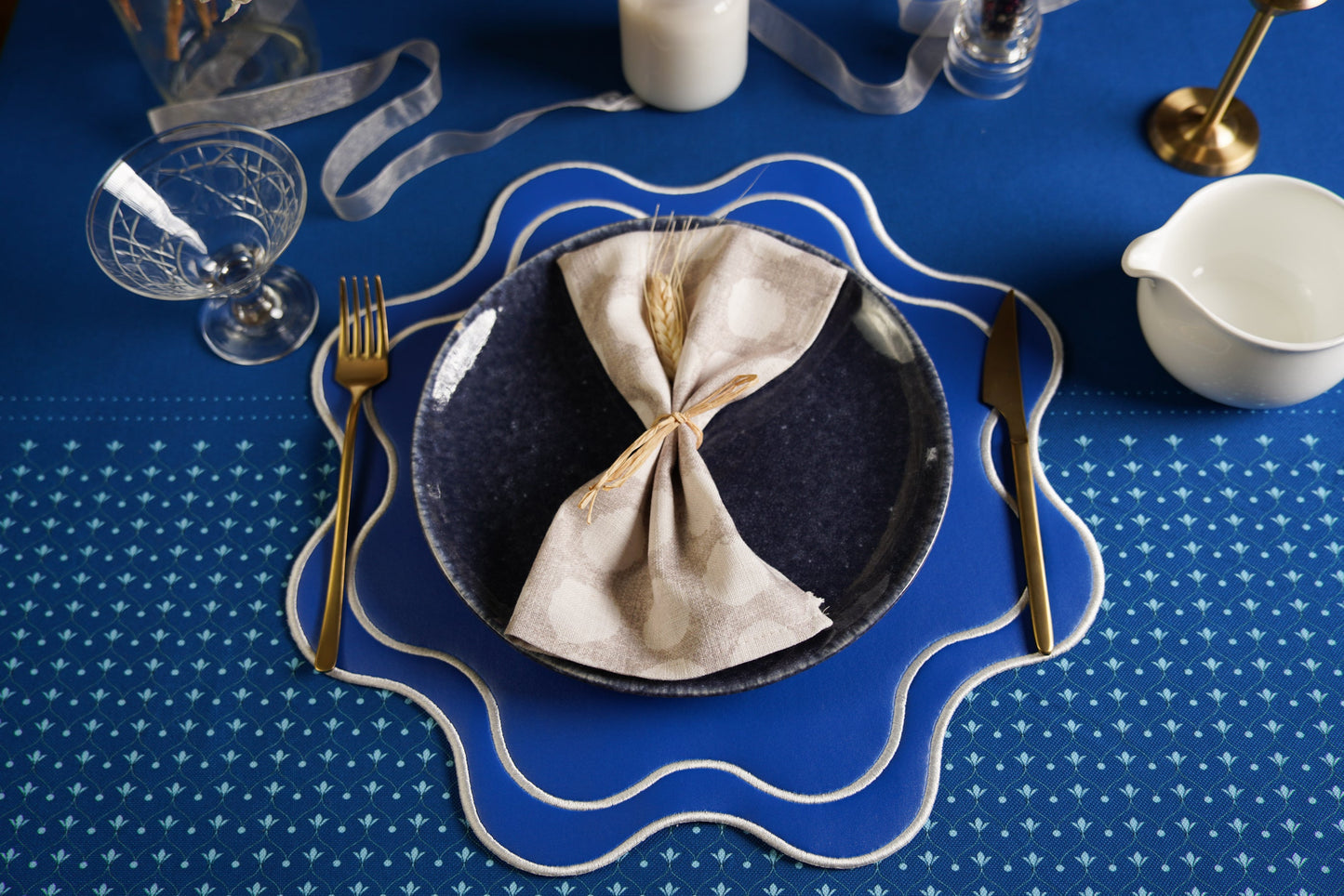 HAVEN BLUE FAUX LEATHER PLACEMAT